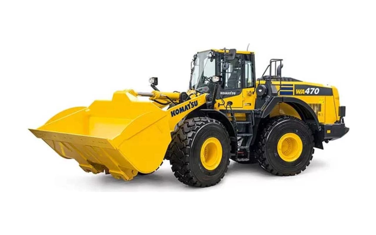 Cargador frontal amarillo sobre neumáticos con balde de 3,8 m³