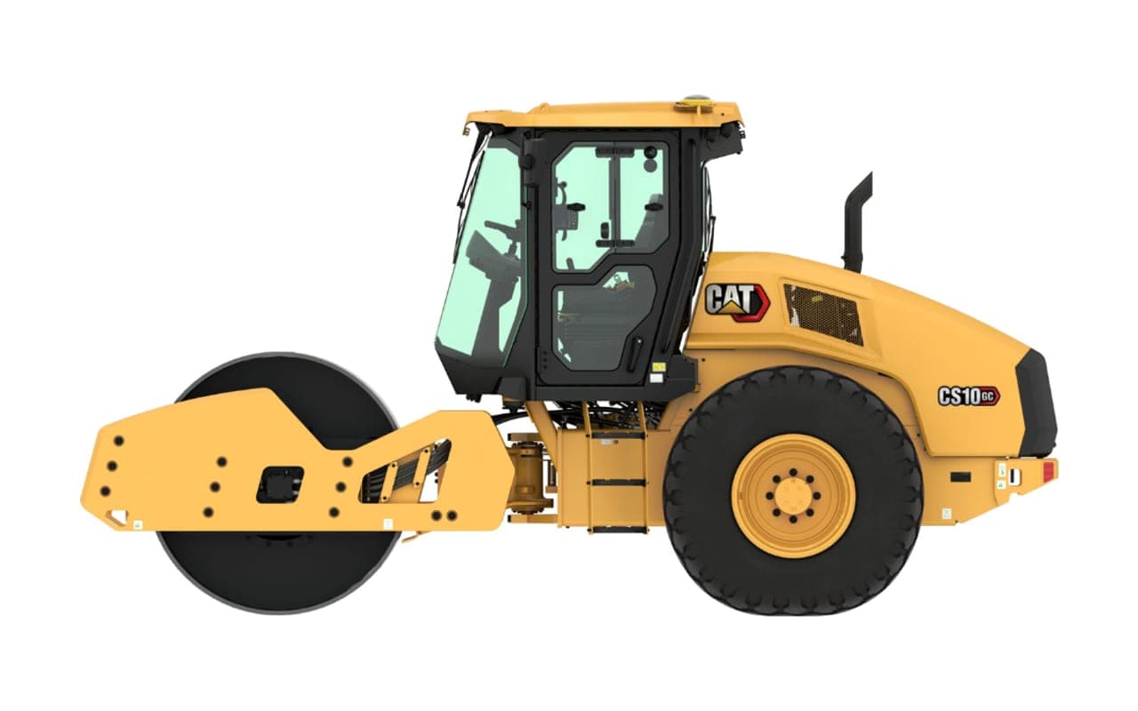 Rodillo compactador amarillo de tambor liso